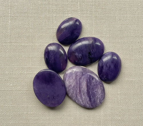 Charoite · Northern Cape, South Africa, 6-piece lot (~95 ct)